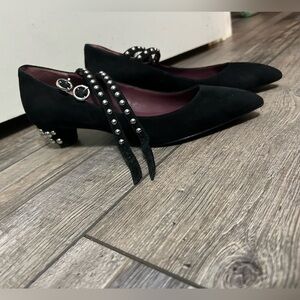 Marc by Marc Jacobs Studded kitten Black suede Mary Jane heel pointed toe